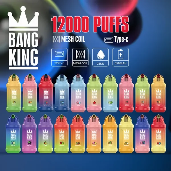 Bang King 12000 Puffs 0% 2% 3% 5% Nikotínová nabíjateľná jednorazová vapa veľkoobchod – BaseVape – 1