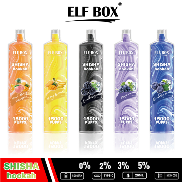 ELF BOX LS15000 Bladerdeeg Shisha Waterpijp 0% 2% 5% Nicotine Oplaadbare Wegwerp Vape Groothandel - BaseVape - 4