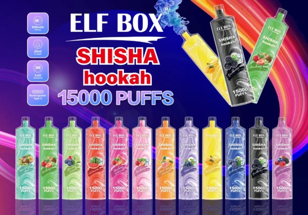 ELF BOX LS15000 Bladerdeeg Shisha Waterpijp 0% 2% 5% Nicotine Oplaadbare Wegwerp Vape Groothandel - BaseVape - 1