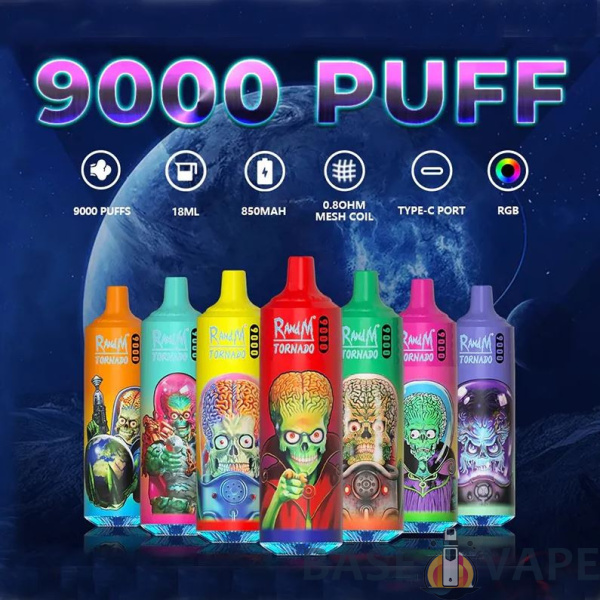 RandM Tornado 9000 Puffs 0% 2% 3% 5% Vape monouso alla nicotina all'ingrosso - BaseVape - 1