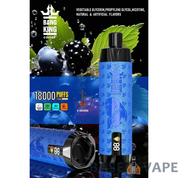 Bang King Crown Bar 18000 Puffs 0% 2% 3% 5% Mažas nikotino kiekis įkraunamas vienkartinis Vapes Pen masinis pirkimas Didmeninė prekyba – BaseVape – 2