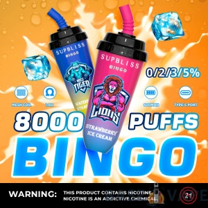 RandM Supbliss Bingo 8000 Puffs 0% 2% 3% 5% Перезаряжаемые одноразовые ручки для электронных сигарет с низким содержанием никотина Купить оптом оптом