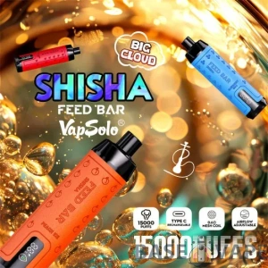 Vapsolo FEED BAR Shisha 15000 Puffs 0.5% Перезаряжаемая одноразовая ручка для электронных сигарет с низким содержанием никотина Купить оптом