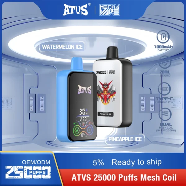 ATVS 25000 Puffs Dual Mesh 5% Low Nicotine Rechargeable Disposable Vapes Pen Bulk Buy Wholesale - BaseVape - 9