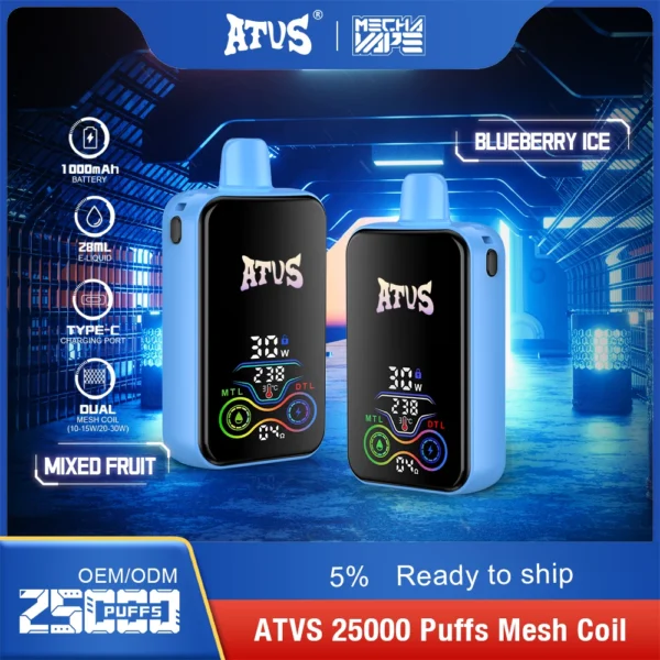 ATVS 25000 Puffs Dual Mesh 5% Low Nicotine Rechargeable Disposable Vapes Pen Bulk Buy Wholesale - BaseVape - 4