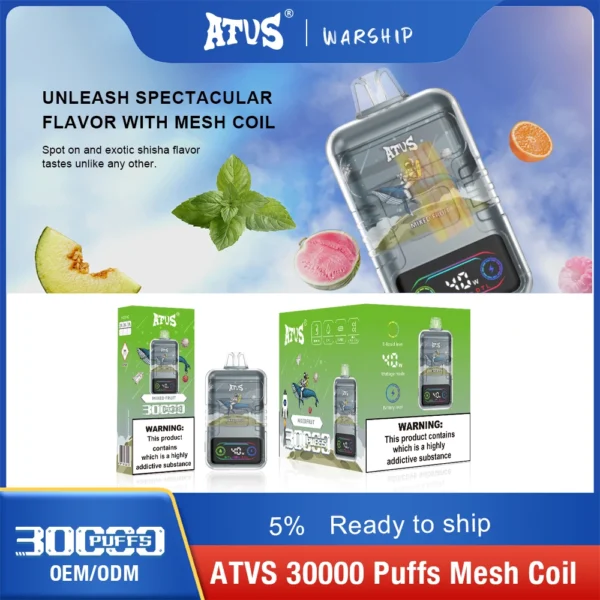 ATVS 30000 Puffs Dual Mesh 5% Low Nicotine Rechargeable Disposable Vapes Pen Bulk Buy Wholesale - BaseVape - 9