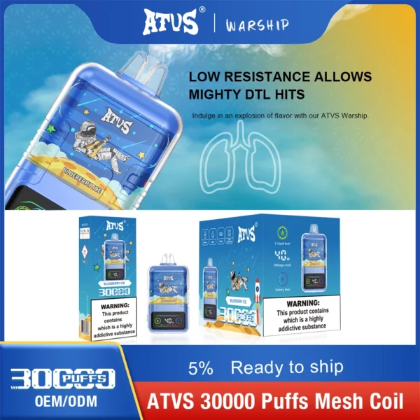 ATVS 30000 Puffs Dual Mesh 5% Low Nicotine Rechargeable Disposable Vapes Pen Bulk Buy Wholesale - BaseVape - 10