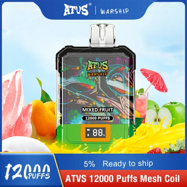 Atvs Warship 12000 Puffs 5% Low Nicotine Rechargeable Disposable Vapes Pen Bulk Buy Wholesale - BaseVape - 6