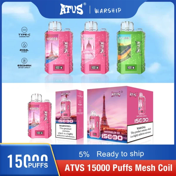 Atvs 15000 Puffs 5% Low Nicotine Rechargeable Disposable Vapes Pen Bulk Buy Wholesale - BaseVape - 8