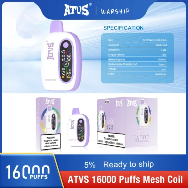 Atvs 16000 Puffs 2% 5% Low Nicotine Rechargeable Disposable Vapes Pen Bulk Buy Wholesale - BaseVape - 11