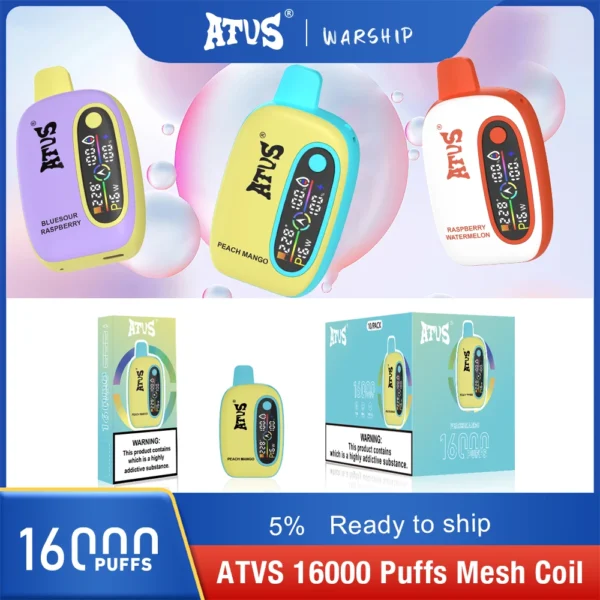 Atvs 16000 Puffs 2% 5% Low Nicotine Rechargeable Disposable Vapes Pen Bulk Buy Wholesale - BaseVape - 5