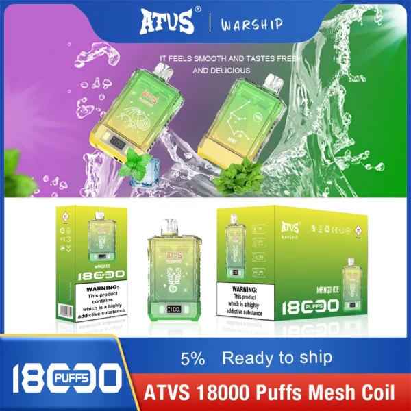 Atvs Warship 18000 Puffs 5% Low Nicotine Rechargeable Disposable Vapes Pen Bulk Buy Wholesale - BaseVape - 7