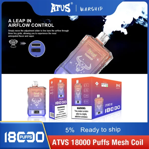 Atvs Warship 18000 Puffs 5% Low Nicotine Rechargeable Disposable Vapes Pen Bulk Buy Wholesale - BaseVape - 8