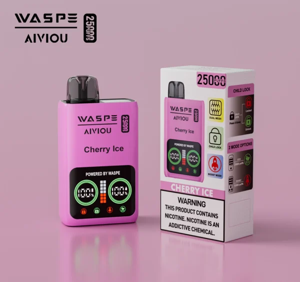 WASPE 25000 PUFFS Подвійна сітчаста коробка 0% 2% 5% Перезаряджувана одноразова ручка зі світлодіодним дисплеєм з низьким вмістом нікотину Купуйте оптом - BaseVape - 5