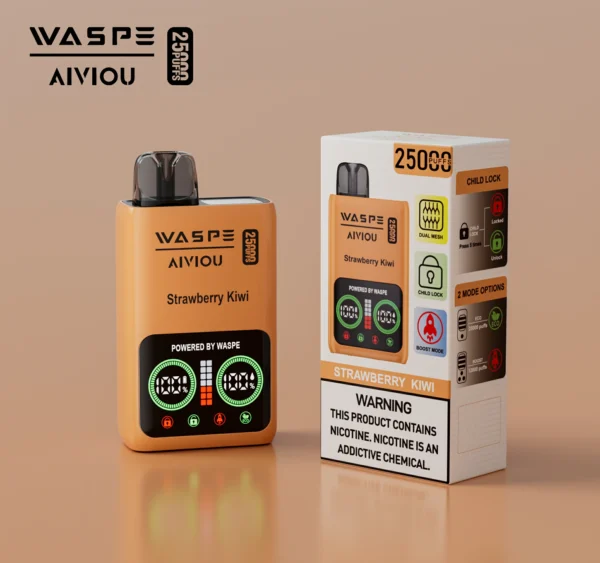 WASPE 25000 PUFFS Подвійна сітчаста коробка 0% 2% 5% Перезаряджувана одноразова ручка зі світлодіодним дисплеєм з низьким вмістом нікотину Купуйте оптом - BaseVape - 8