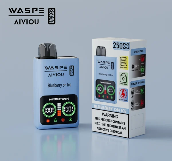 WASPE 25000 PUFFS Подвійна сітчаста коробка 0% 2% 5% Перезаряджувана одноразова ручка зі світлодіодним дисплеєм з низьким вмістом нікотину Купуйте оптом - BaseVape - 7