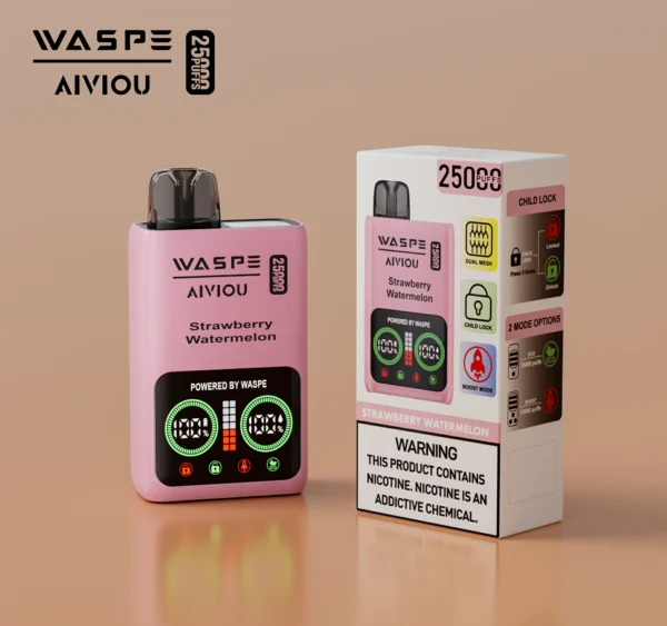 WASPE 25000 PUFFS Подвійна сітчаста коробка 0% 2% 5% Перезаряджувана одноразова ручка зі світлодіодним дисплеєм з низьким вмістом нікотину Купуйте оптом - BaseVape - 2