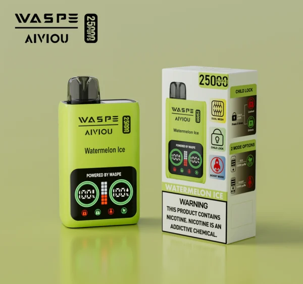 WASPE 25000 PUFFS Подвійна сітчаста коробка 0% 2% 5% Світлодіодний дисплей з низьким вмістом нікотину Перезаряджувана одноразова ручка для вейпів оптом Купуйте оптом - BaseVape - 6