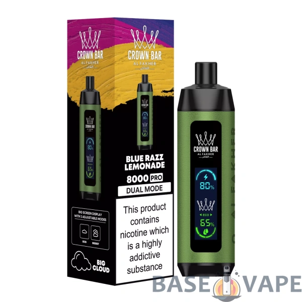 Al Fakher Crown Bar Big Cloud 8000 Pro Dual Mode Tela Cheia Baixa Nicotina Recarregável Vapes Canetas Descartáveis ​​Comprar Atacado - Estoque de Armazém Europeu - BaseVape - 11