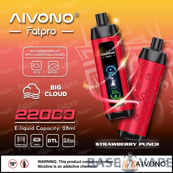 AIVONO Fatpro 22000 Puffs Hookah Tela Digital 0% 2% 3% 5% Caneta Vapes Descartáveis ​​Recarregáveis ​​com Baixo Nicotina em Massa Comprar Atacado - BaseVape - 6