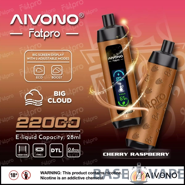 AIVONO Fatpro 22000 Puffs Hookah Tela Digital 0% 2% 3% 5% Caneta Vapes Descartáveis ​​Recarregáveis ​​com Baixa Nicotina em Massa Comprar Atacado - BaseVape - 2