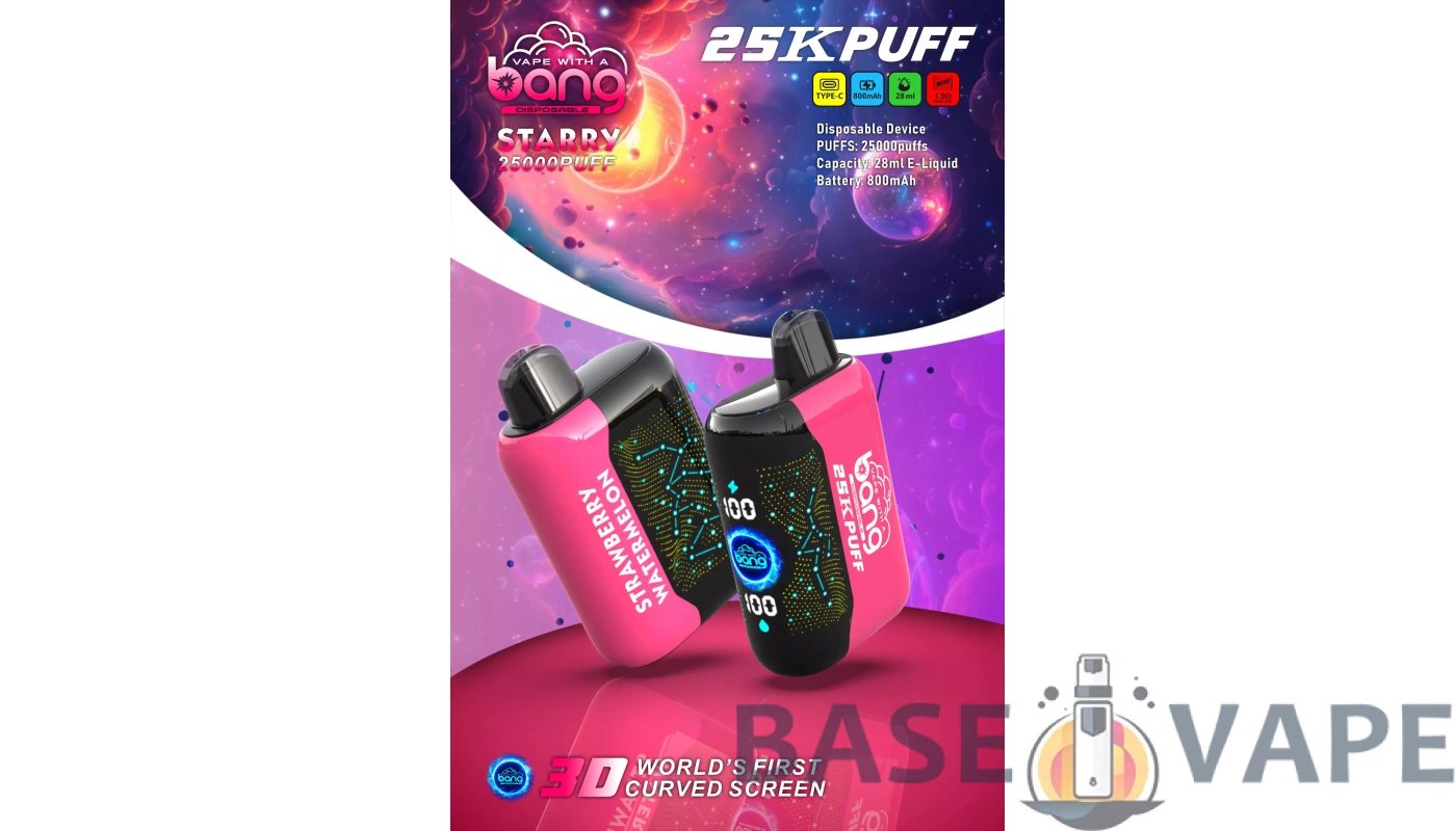 Представляем Bang Starry 25000 Puffs: глубокое погружение в одноразовые вейпы с 3D изогнутым экраном для оптовых продаж - BaseVape - 1